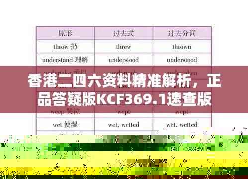 香港二四六资料精准解析,正品答疑版KCF369.1速查版