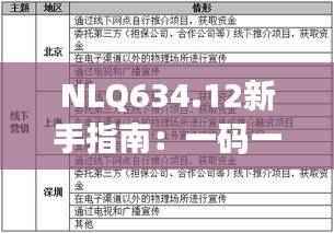 NLQ634.12新手指南:一码一肖一特规律详解,最新解读