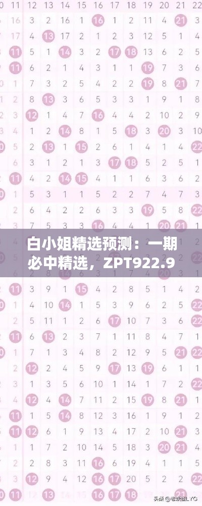 白小姐精选预测:一期必中精选,ZPT922.98深度解析