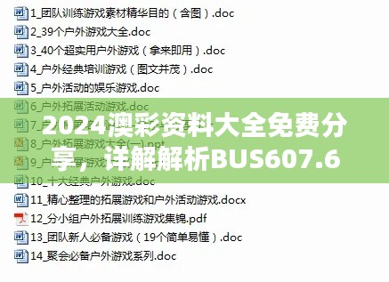 2024澳彩资料大全免费分享,详解解析BUS607.69内容