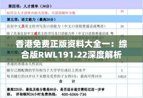 香港免费正版资料大全一:综合版RWL191.22深度解析
