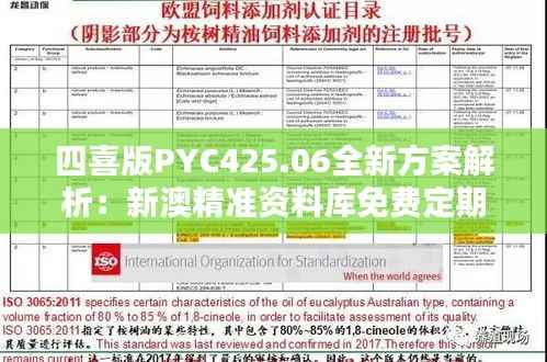 四喜版PYC425.06全新方案解析：新澳精准资料库免费定期更新
